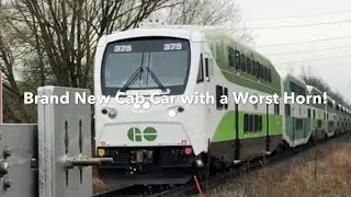 (Worst Train Horn) Brand New Go Transit Cab Car 375 and 646 At the Walkway Crossing in Newmarket