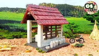 Village Cow Shed Diorama | Miniature Cattle Shed Craft