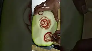 watermelon carving👨&zwj;🍳🌼 #fruitart #watermeloncarving #carvingtutorial