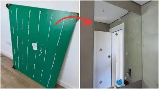 COMO FIXAR ESPELHO GRANDE NA PAREDE DO BANHEIRO COM FITA DUPLA FACE E POLIURETANO (PU)