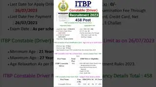 ITBP Constable Driver Online Form 2023//ITBP Constable(Driver)Recruitment Apply Online for 458 Posts