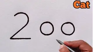 How do draw cat from number 200 | easy cat drawing tutorial | cat drawing video | cat