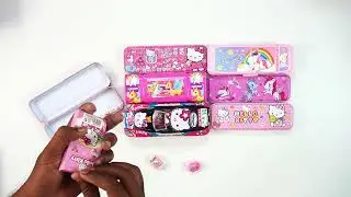 best unicorn stationery collection 💥  geometry,unicorn,pencil box,pouch,hello kitty,sharpener,eraser