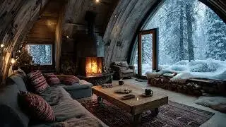 Hushed Winter | Soft Winter Night Ambience with Snowfall Sounds for Deep Sleep and Mental Relaxation