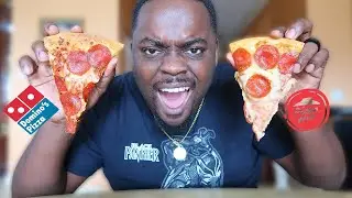 BEAST FEAST DOES DOMIOES VS PIZZA HUT CHALLENGE