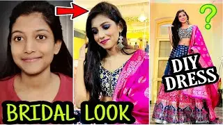 I Did My Own Bridal Makeup Look 😍 DIY Lehenga Dress ❤️ Wedding Look