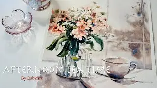 Afternoon Tea Time: Watercolor Flower and Still Life