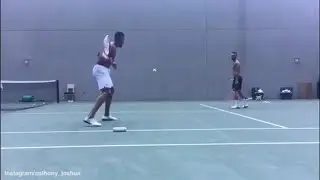 Anthony Joshua Uses Wall Tennis to Build Insane Reactions