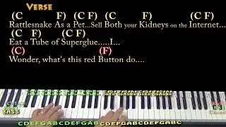 Dumb Ways To Die (Tangerine Kitty) Piano Jamtrack in C with Chords/Lyrics - Instrumental Play-Along