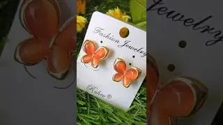 Orange butterfly earring stud #glam #earrings #glamour #jewellery #shortsfeed #gift #trend 🍀🍀✨✨