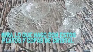 Mira lo que hago con estos platos y copas de cristal #decoupage #reutilizando #primavera2025