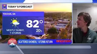 Thunderstorm Rattles The Highland Weather Studio During &ldquo;Weather Watch&rdquo; Program With Beckett Webb