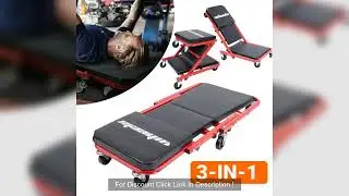 3-in-1 Rolling Mechanic Creeper Z Seat, Foldable Garage Chair Lay Down Sit Lean Back, Under Car Shop