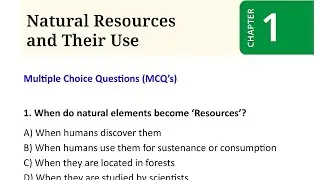 Natural Resources and Their Use class 8 | Multiple Choice Questions | IMPORTANT MCQ'S