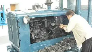 Old soviet tractor T-74 in Tractors history museum in Cheboksary city