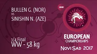 1/4 WW - 58 kg: G. BULLEN (NOR) df. N. SINISHIN (AZE), 4-2