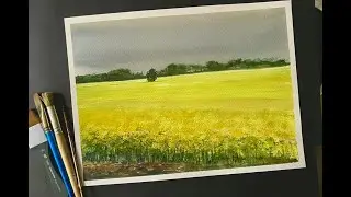 Paint An Easy STORMY SKY & Field of FLOWERS Loose Watercolor Landscape Painting Watercolour Tutorial