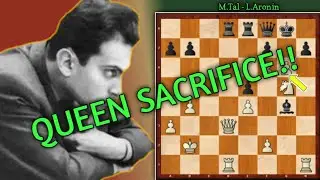 THE FIRST TIME MIKHAIL TAL PLAYED 1.d4! || QUEEN SACRIFICE!! ||TAL VS ARONIN|| TAL'S BEST GAMES #1||
