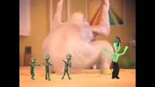 green alien dance with a chicken song