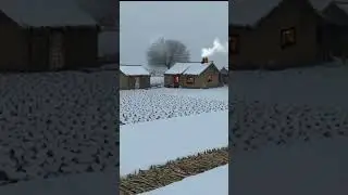 Snowfall Bliss: A Village in Winter's Embrace