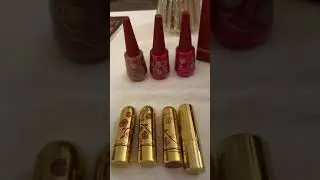 Besame Cosmetics Nail Kit and 3 of their matching Nail Polishes and Lipsticks. Comparison included.