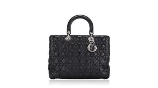 Christian Dior Lambskin Cannage Large Lady Dior Black