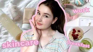 morning routine of a full-time content creator | skincare, breakfast, work (ft numbuzin)