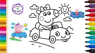 Peppa Pig Is Driving A Car Cute Easy Simple Drawing And Coloring #peppapig #rainingcolors