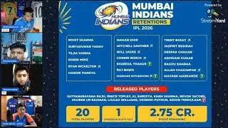 IPL 2026: MI RETENTION AND RELEASED PLAYERS LIST OUT #ipl #videos #iplupdates