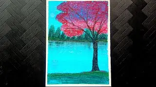 Black beach Oil Pastel Painting for beginners | Easy Oil Pastel Drawing Tutorial
