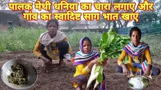 पालक मेथी धनिया का चारा डाले और गांव का स्वादिष्ट साग भात खाए#villagetastyeatingsaagbhat#farmingvlog