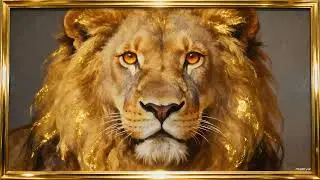 King Lion Close-Up with Golden Frame | 2 Hour TV Screensaver | 4K HD