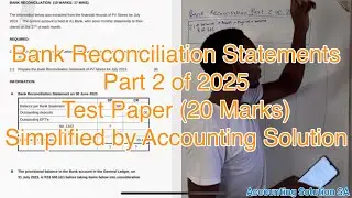 Bank Reconciliation Statement Part 2 of 2025 by Accounting Solution SA