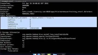 Retrieve Matadata of Tables using Describe