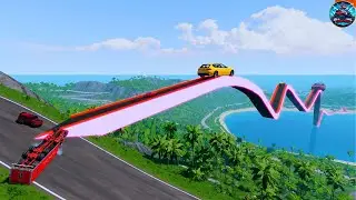 Impossible Wave Bridge Crossing Cars VS Deep Water #02 BeamNG.Drive