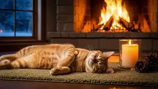 Comforting Cat Sleep Music 432Hz 😺 Fireplace Ambience For Soothing Calm, Healing, And Deep Rest