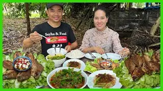 Make Delicious Duck Sour Coconut Milk! My Wife Picking Morning Glory And Neighbor Join Cooking.