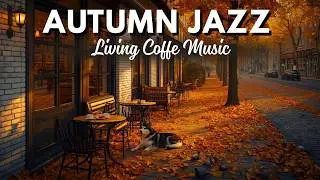 cozy Vintage Architecture Autumn🍂Coffee Shop Ambience & Soft Jazz Music | Autumn Riverside Jazz Caf