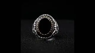 Mens Mid Century Engraved Gemstone Ring Occult Jewelry