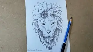Drawing Lion with flower Tattoo Design step by step | Hihi Pencil