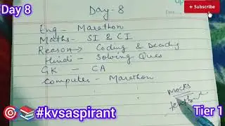 Day 8📝KVS/NVS TIER 1📚🎯/My 35 days of strategy#exam2026 #kvsaspirant #exampreparation