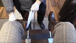 Seattle, WA style boot shine on tall Tony Lamas!