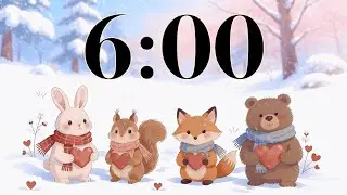 6 Minute Valentine’s Day Classroom Timer 💕 Cute Winter Animals, February Snow, & Fun Acoustic Music
