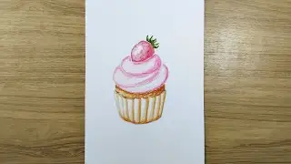 Sterberry Cupcake painting with watercolor 
