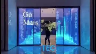 Sliding door glass video solution, Skyline-6.5, transparent film LED screen window glass solutions