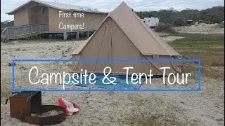 Assateague State Park Campsite Tour |13ft Canvas Bell Tent| Beach Tent Camping| Family Camping 🏕