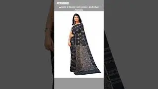 Timeless Black: A Handloom Classic  saree with Sambalpuri ikat Blouse piece handloom | black saree