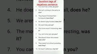 Question tags of negatives sentence #english #vocabs #vocabulary #englishlanguage