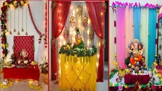 Mandap decoration idea for Ganesh chaturthi  //ganpati decoration idea for home 2025
