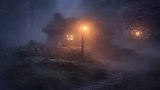 Cozy Cottage in a Rainstorm | Foggy Night & Howling Wind Ambience